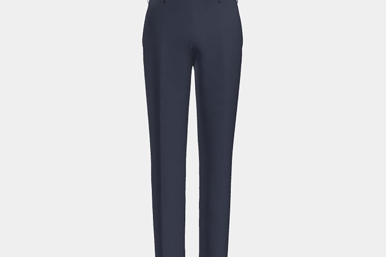 Pantalone su misura lana 130s rigato blu Caccioppoli