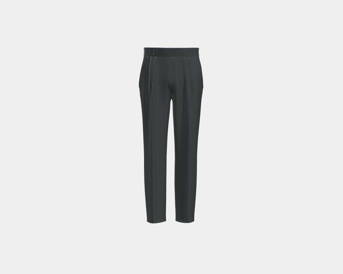 Pantalone con fascia su misura lana 130s gessato verde Caccioppoli