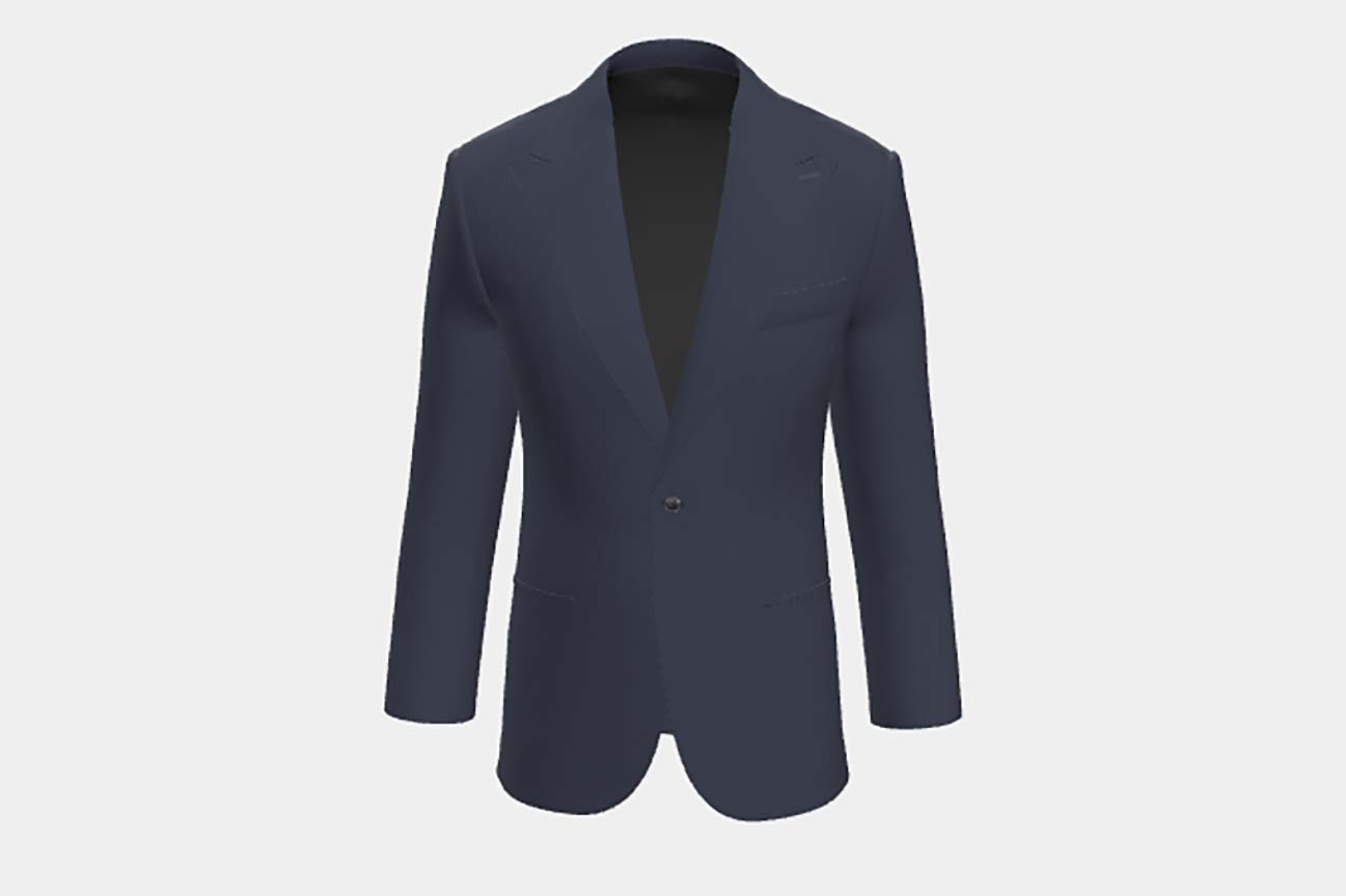 Giacca su misura lana 120s blu Canonico