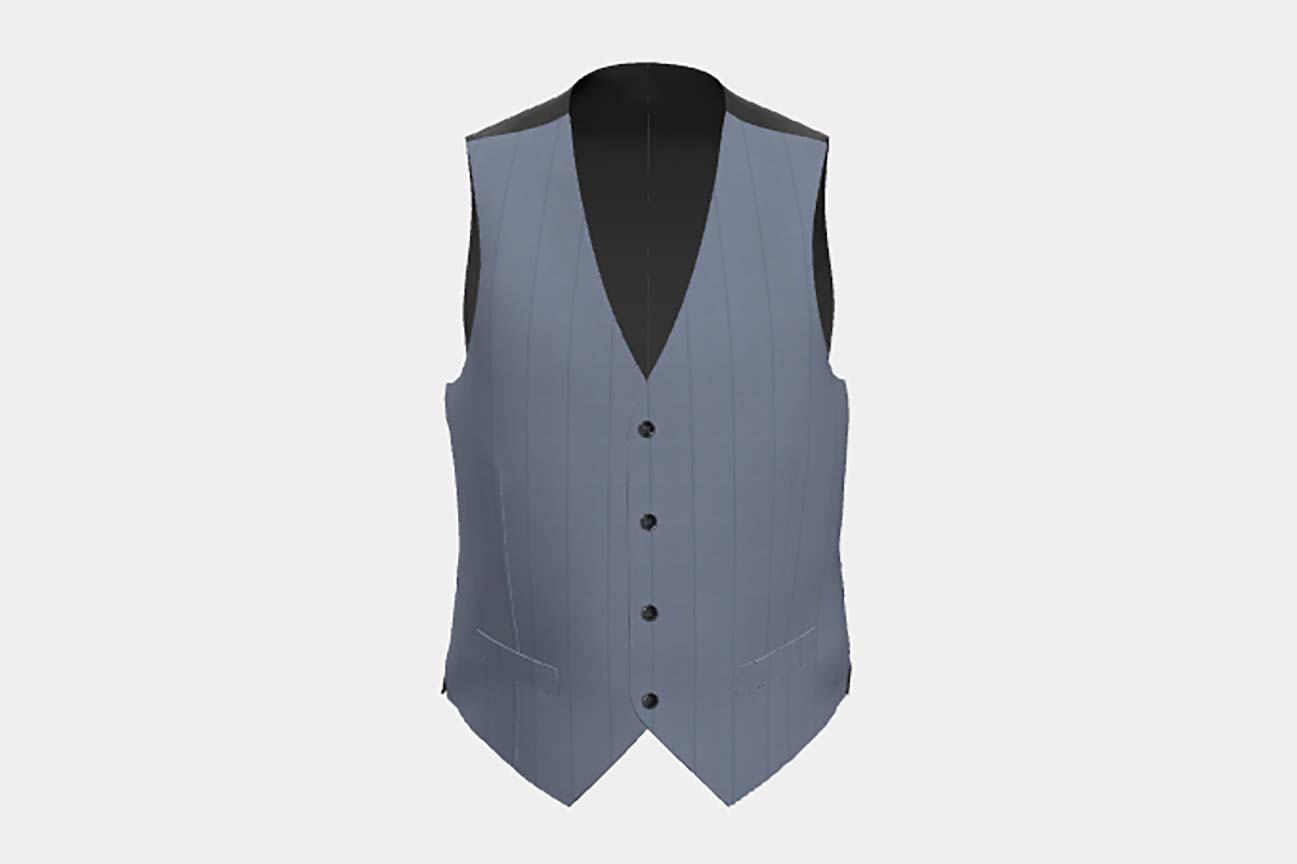 Gilet su misura lana 130s gessato blu chiaro Caccioppoli