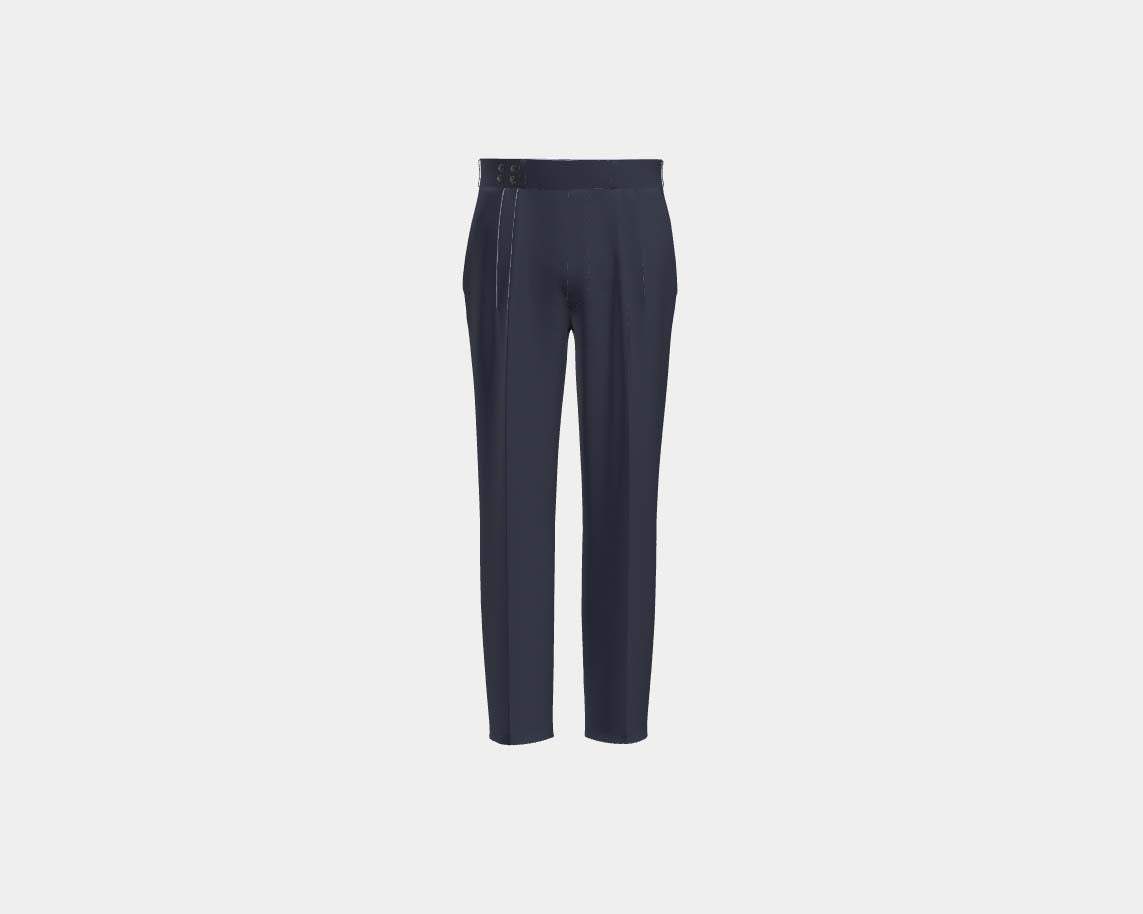 Pantalone con fascia su misura lana 130s gessato blu Caccioppoli