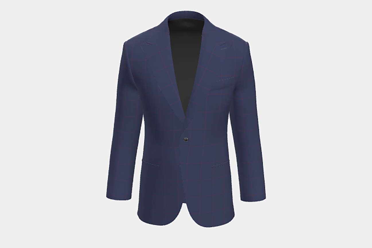 Giacca su misura lana 130s finestrato blu Caccioppoli