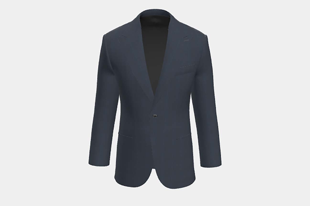 Giacca su misura lana 130s finestrato blu Caccioppoli