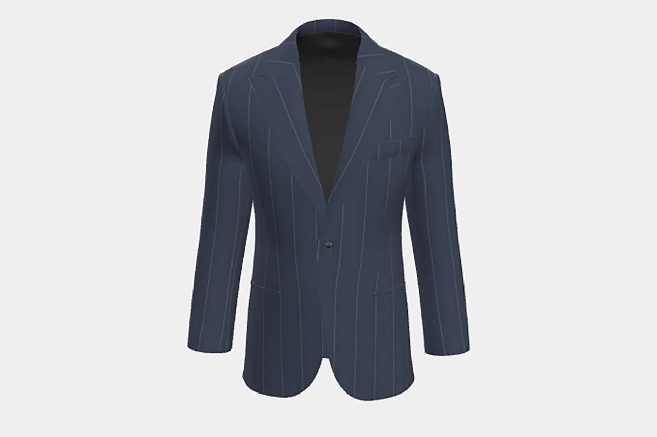 Giacca su misura lana 130s gessato blu Caccioppoli