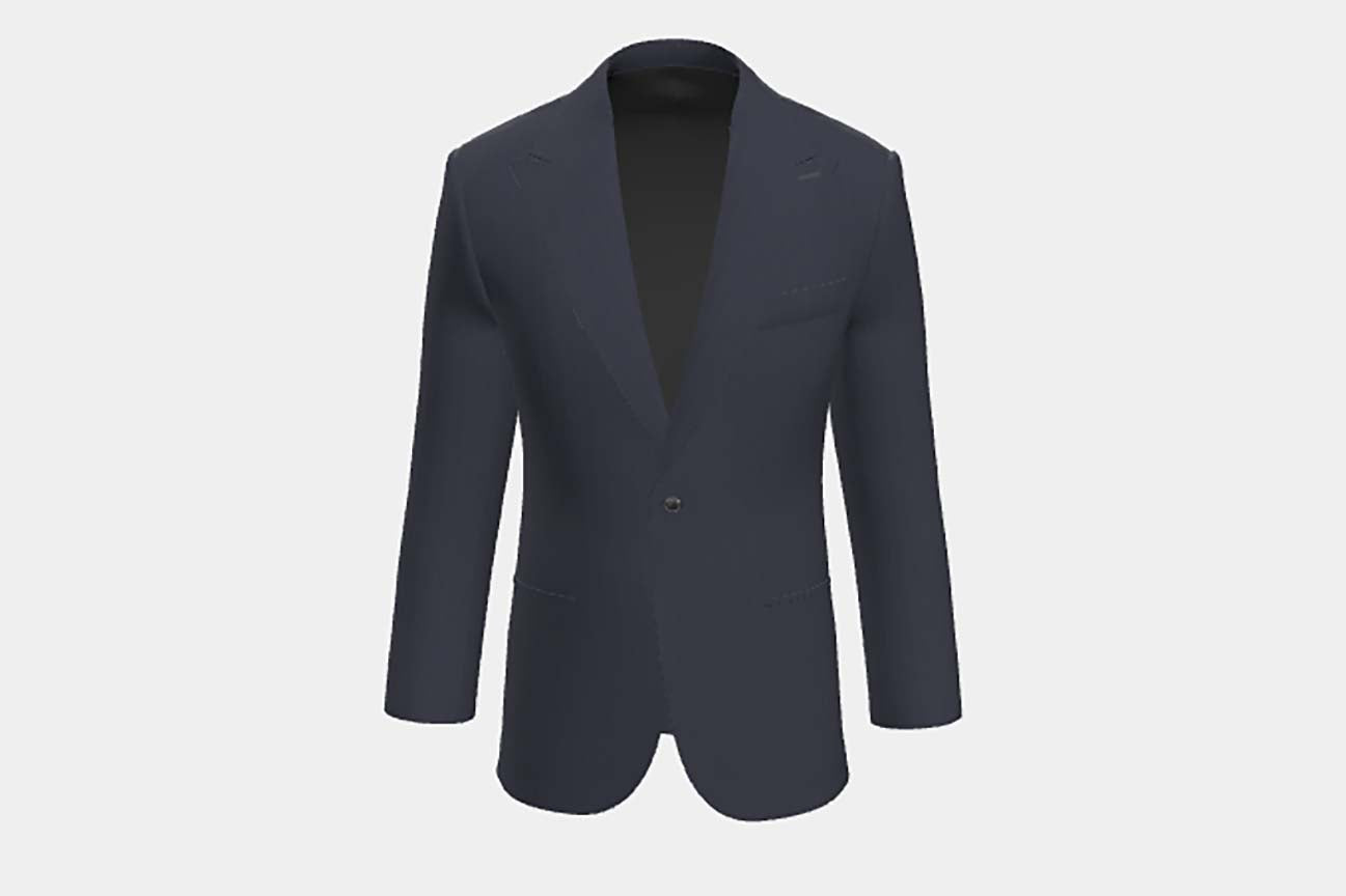 Giacca su misura lana 130s gessato blu Caccioppoli