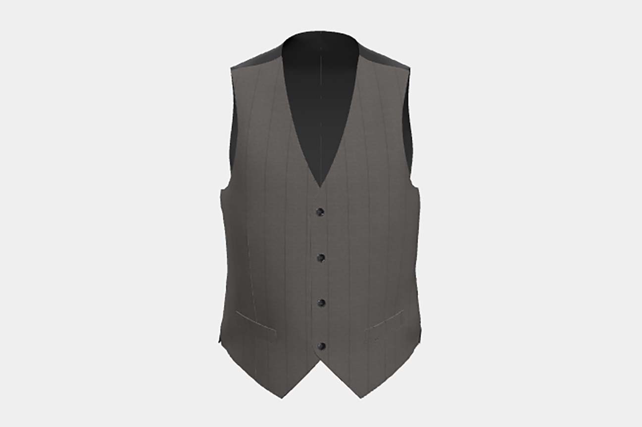 Gilet su misura lana 130s gessato marrone Caccioppoli