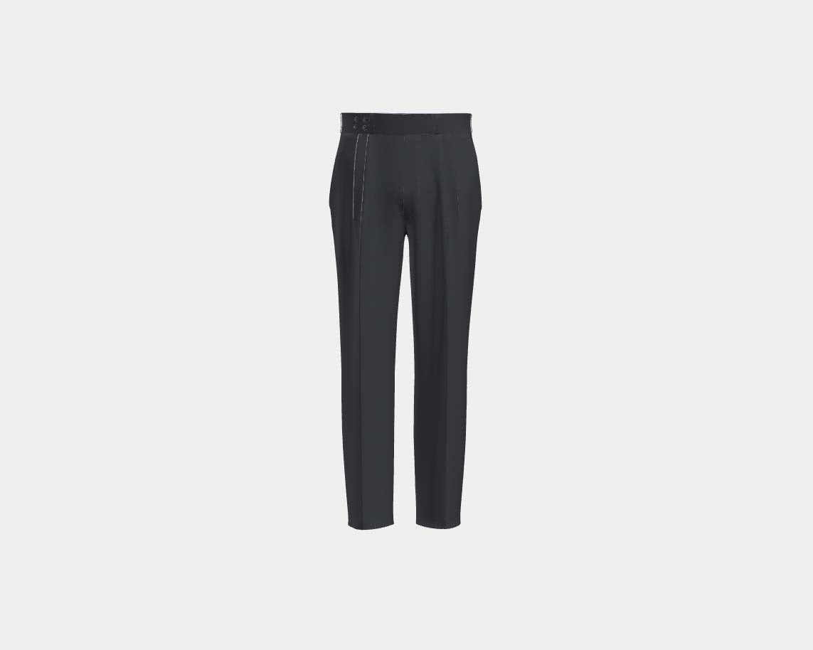 Pantalone con fascia su misura lana 110s nero Canonico