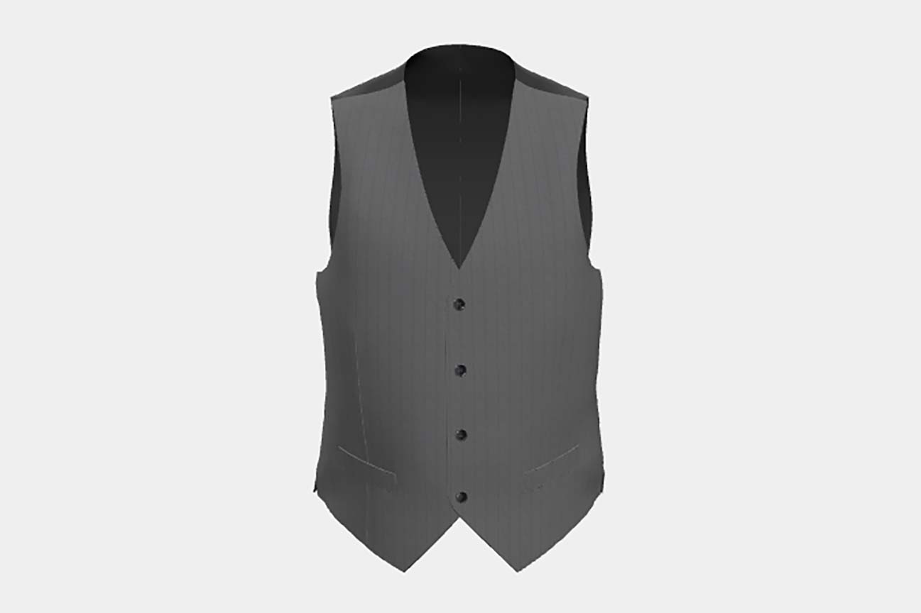 Gilet su misura lana 130s gessato grigio Caccioppoli