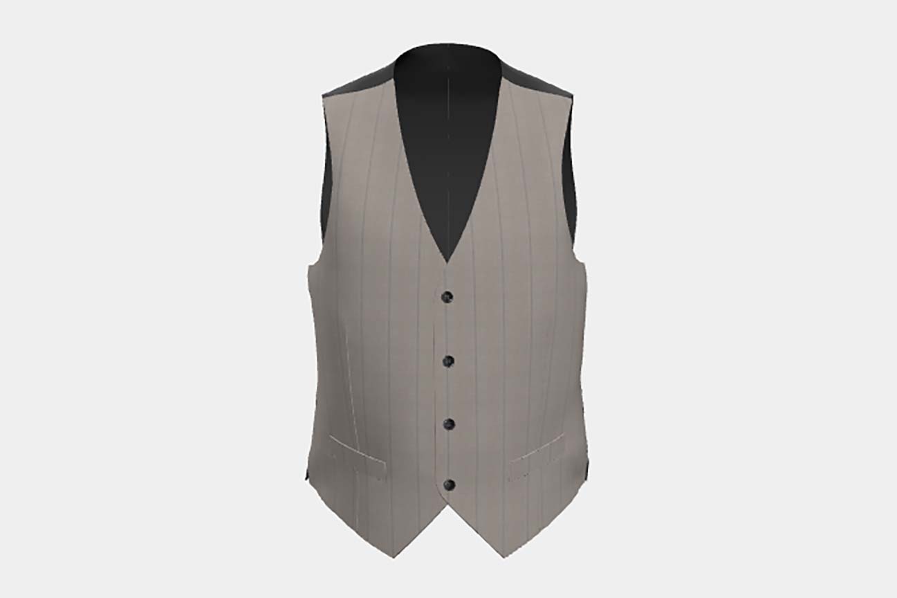 Gilet su misura lana 130s gessato beige Caccioppoli