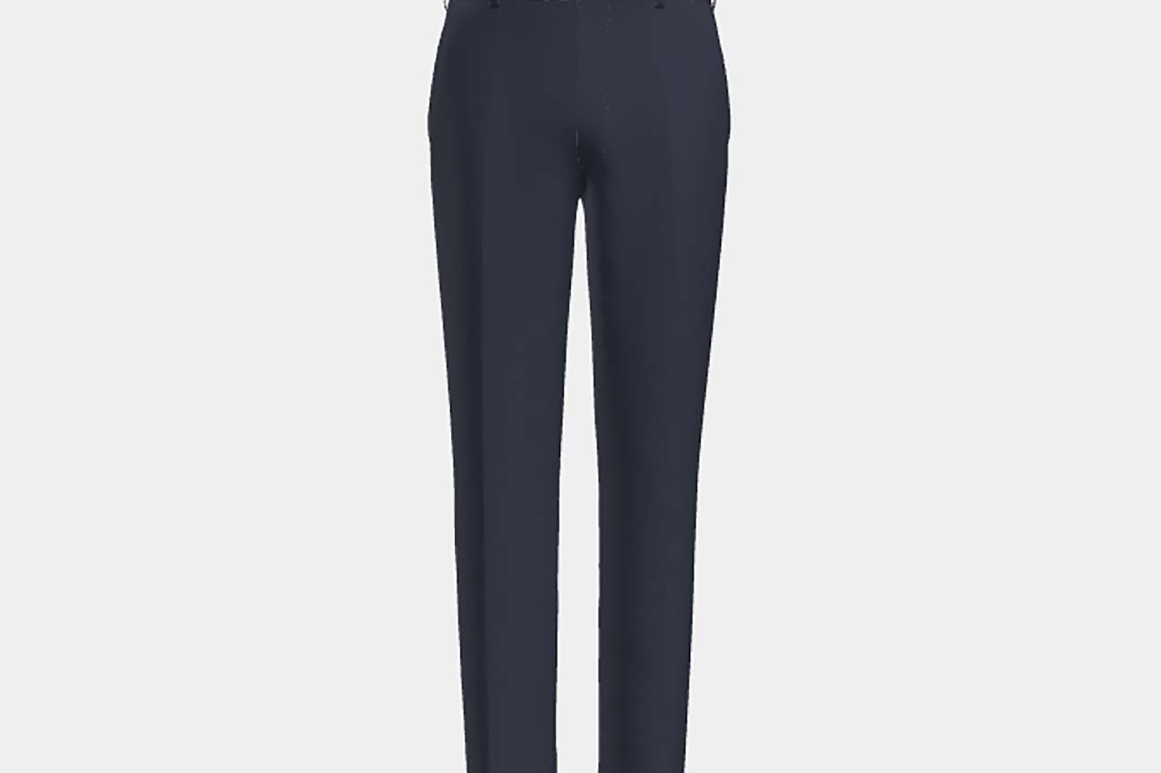 Pantalone su misura lana 130s hopsack blu Caccioppoli