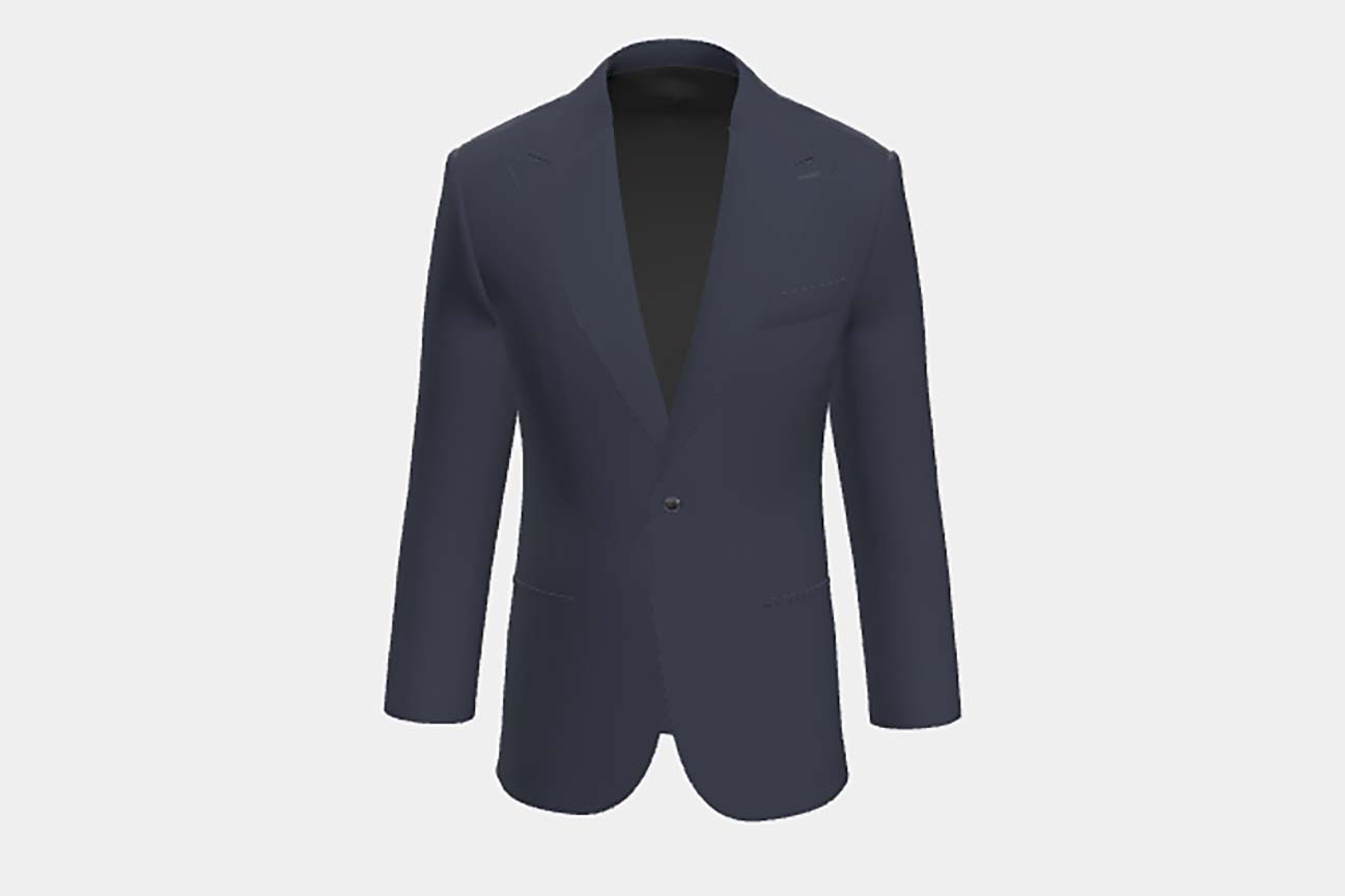 Giacca su misura lana e seta 150s blu Caccioppoli