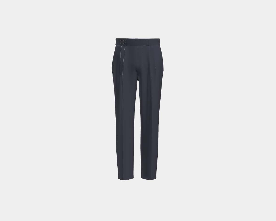 Pantalone con fascia su misura lana 150s blu Loro Piana