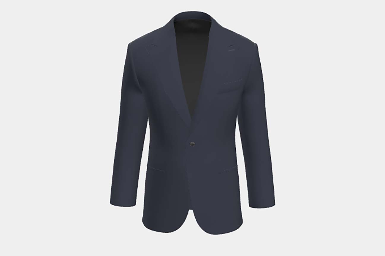 Giacca su misura lana e seta 150s blu Caccioppoli