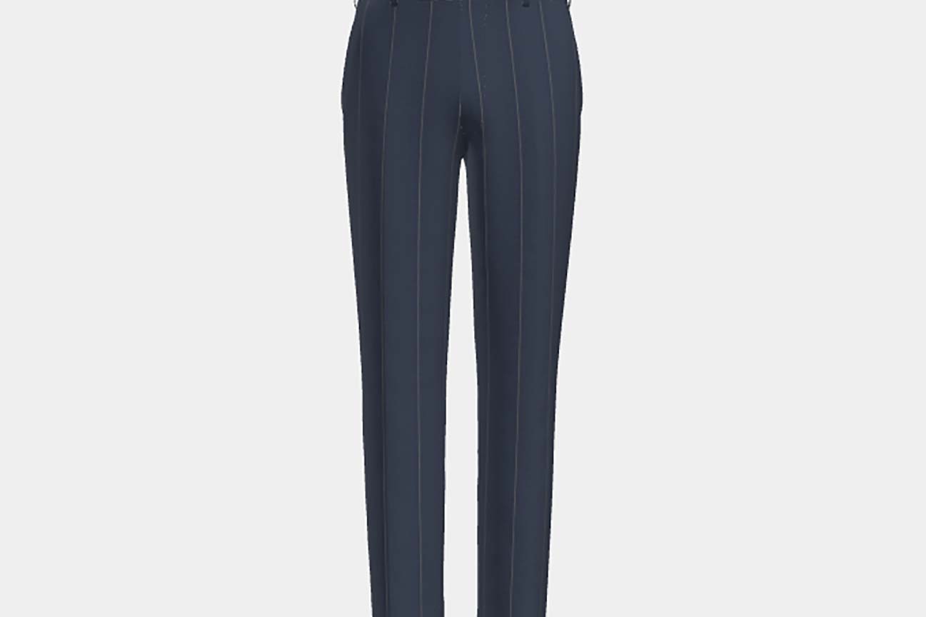 Pantalone su misura lana 130s gessato blu Caccioppoli