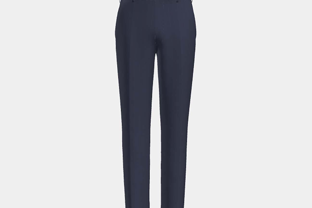 Pantalone su misura lana e seta solaro 150s blu Caccioppoli