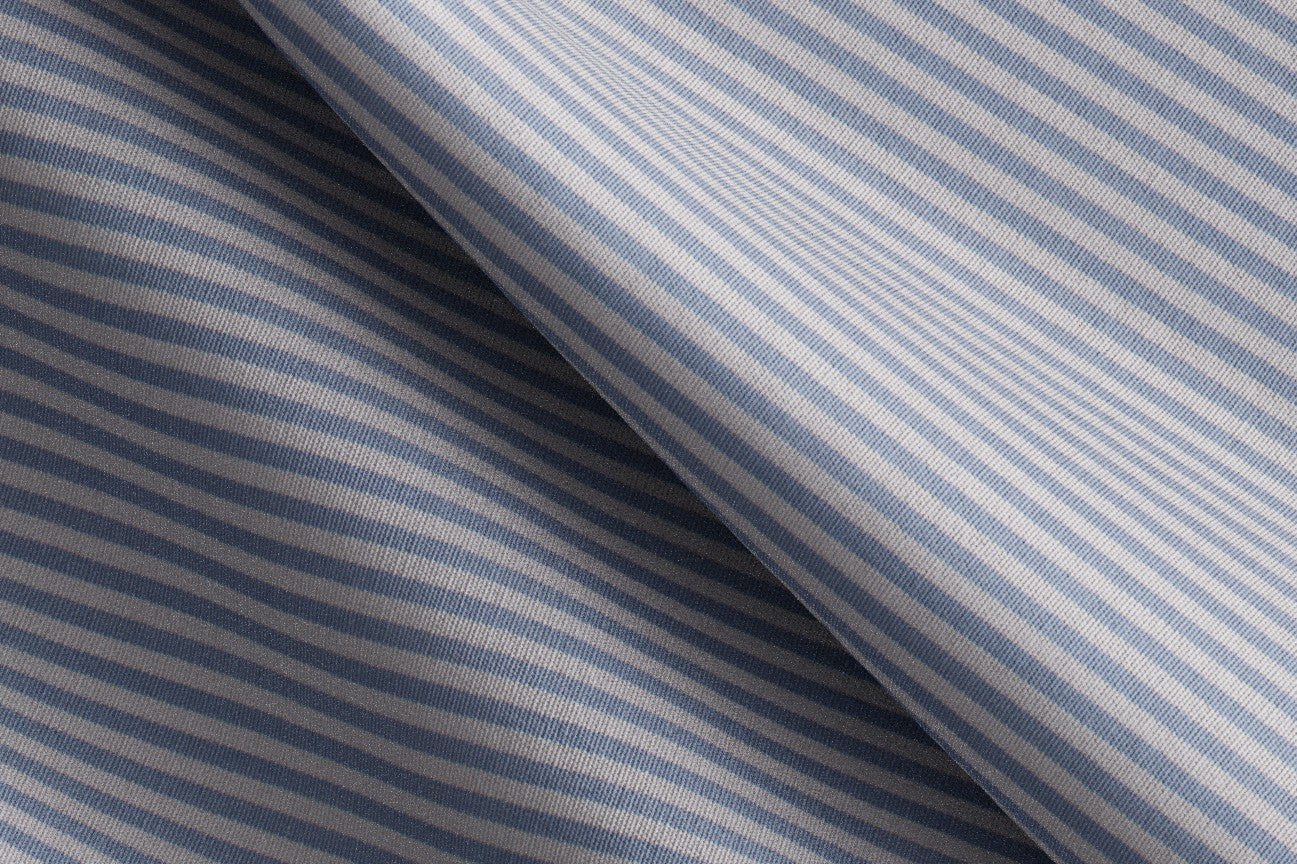 Camicia su misura cotone rigato blu chiaro