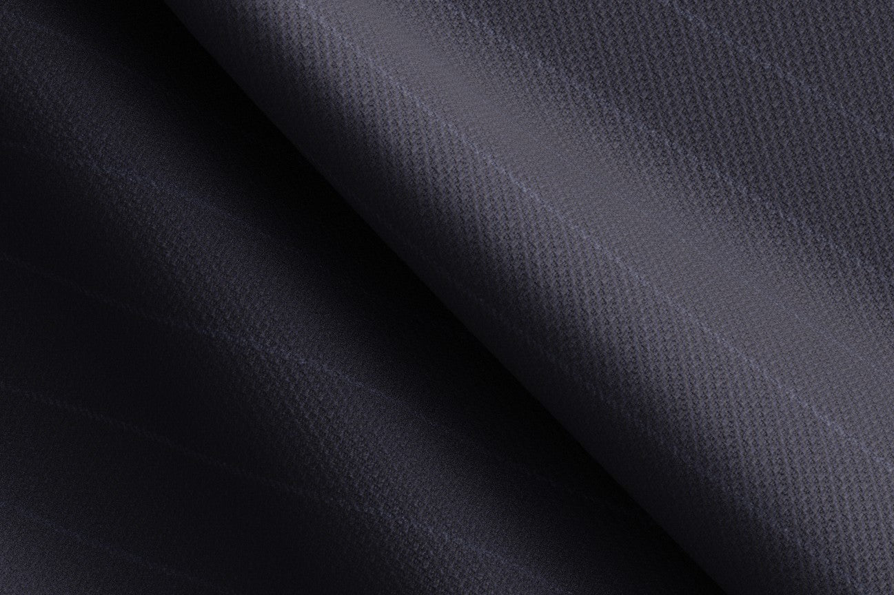 Pantalone con fascia su misura lana 110s blu Canonico