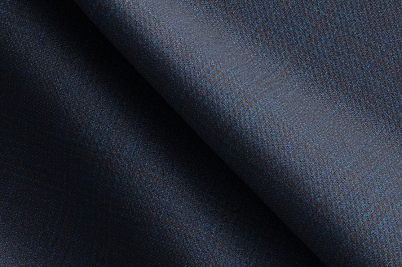 Pantalone su misura lana 130s principe di galles blu Caccioppoli
