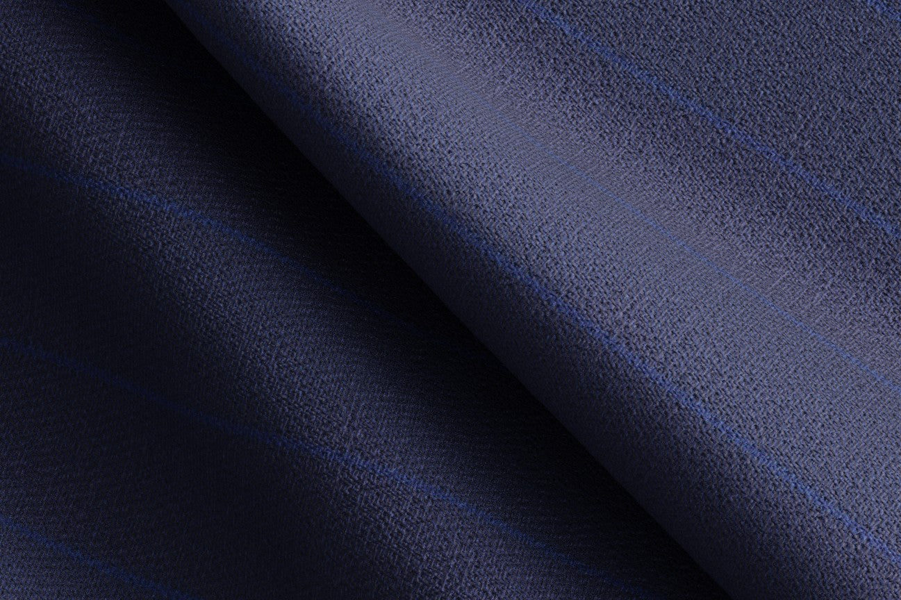 Pantalone con fascia su misura lana e seta 150s blu Caccioppoli