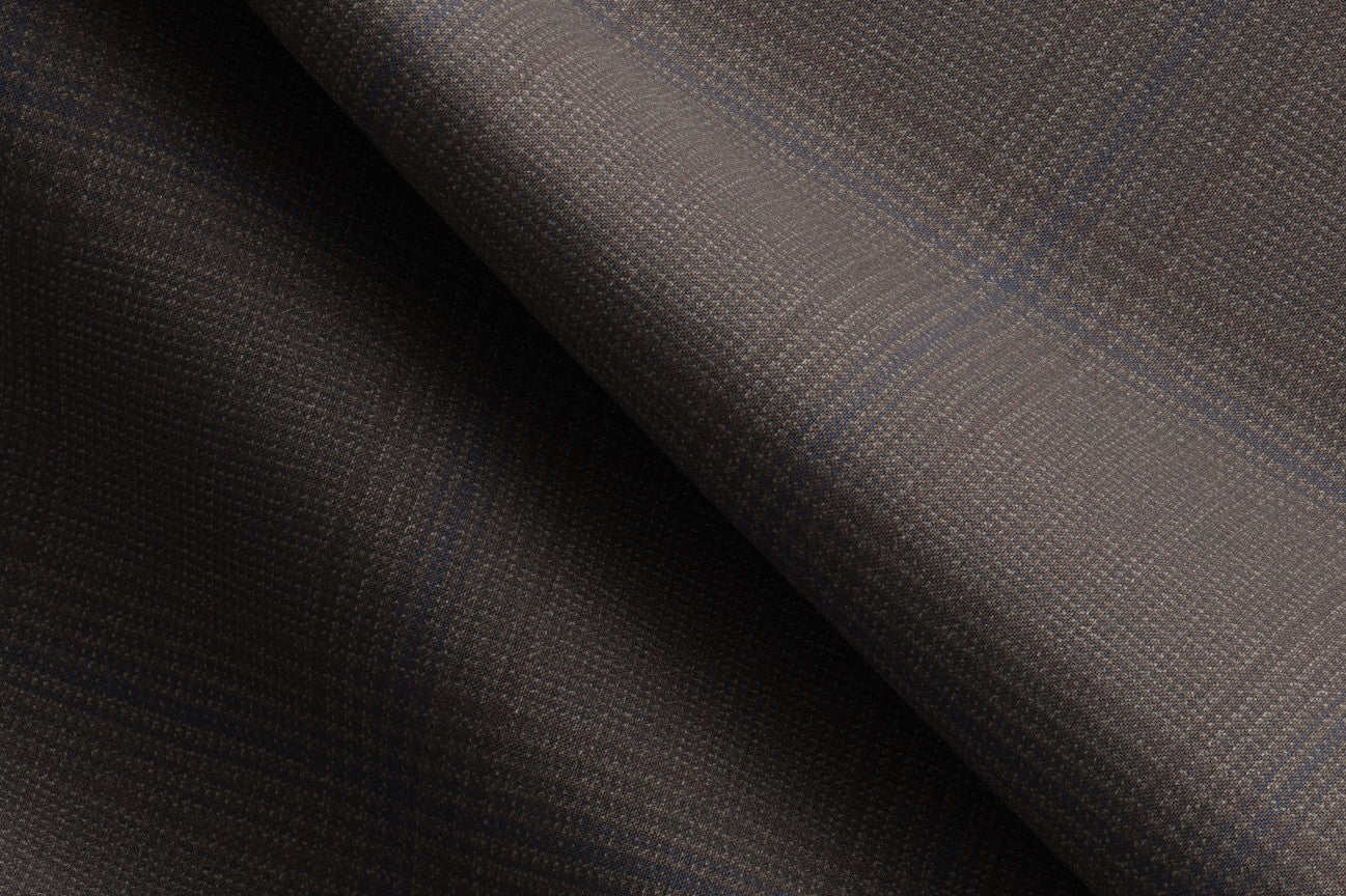 Pantalone con fascia su misura lana 130s principe di galles marrone Caccioppoli