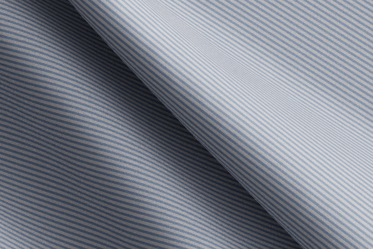 Camicia su misura cotone twill rigato blu chiaro