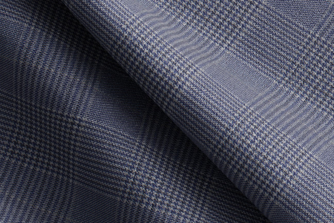 Pantalone con fascia su misura lana e seta 150s blu chiaro Caccioppoli