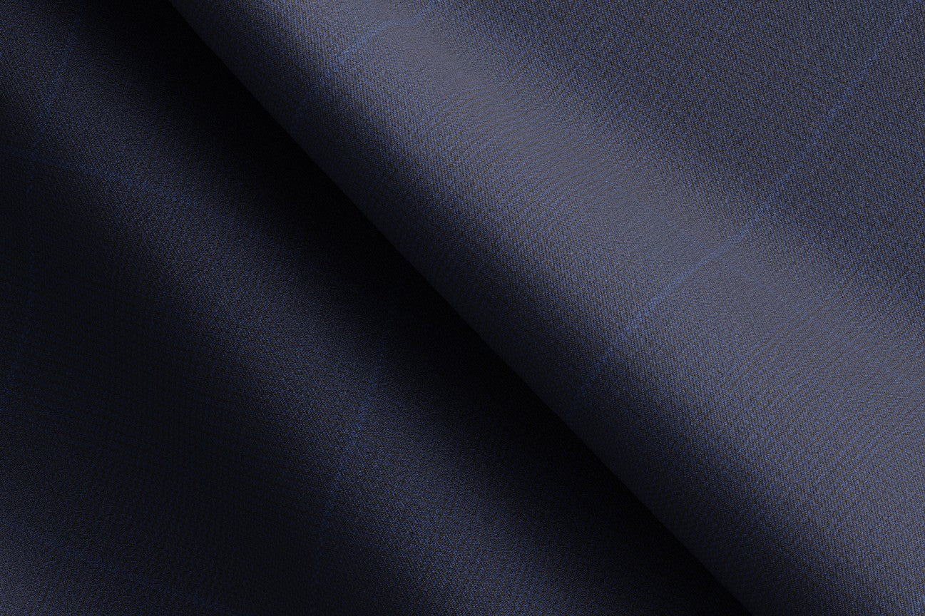 Abito su misura lana 130s finestrato blu Caccioppoli
