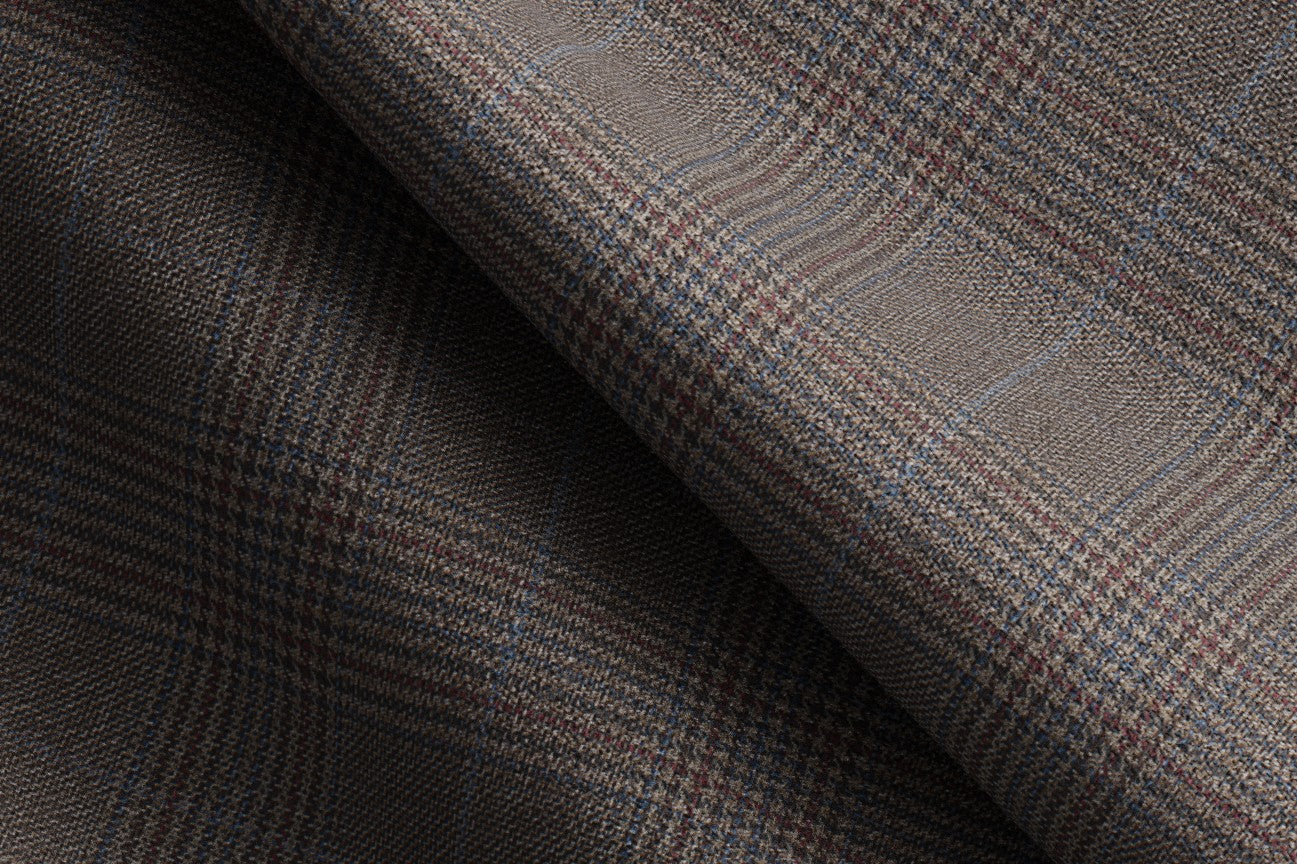 Abito su misura lana 130s principe di galles beige Caccioppoli