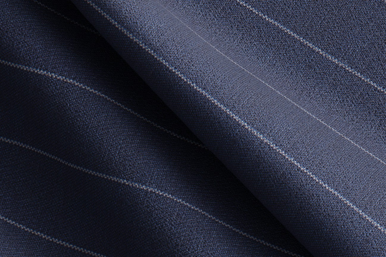 Pantalone con fascia su misura lana 120s blu Canonico